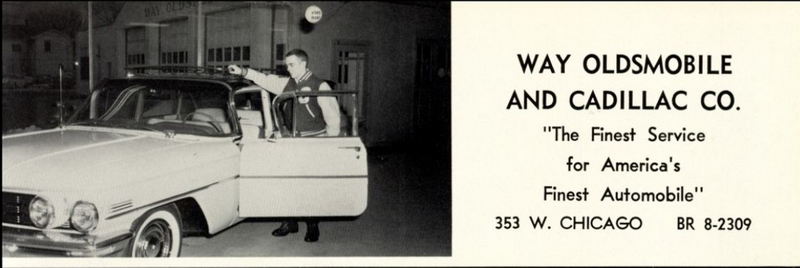 Way Oldsmobile and Cadillac - Coldwater Hight Year Book Ad 1960 (newer photo)